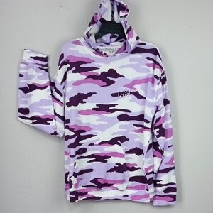 Ivory Ella Womens Lavender and White Hoodie Pullover sz M